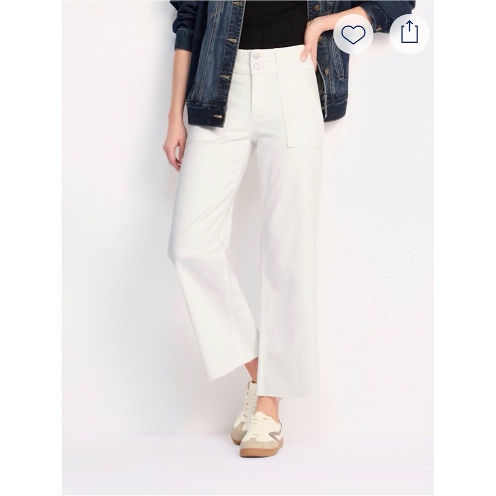Just USA White slim wide leg longer wide hem slit pocket size 12/31